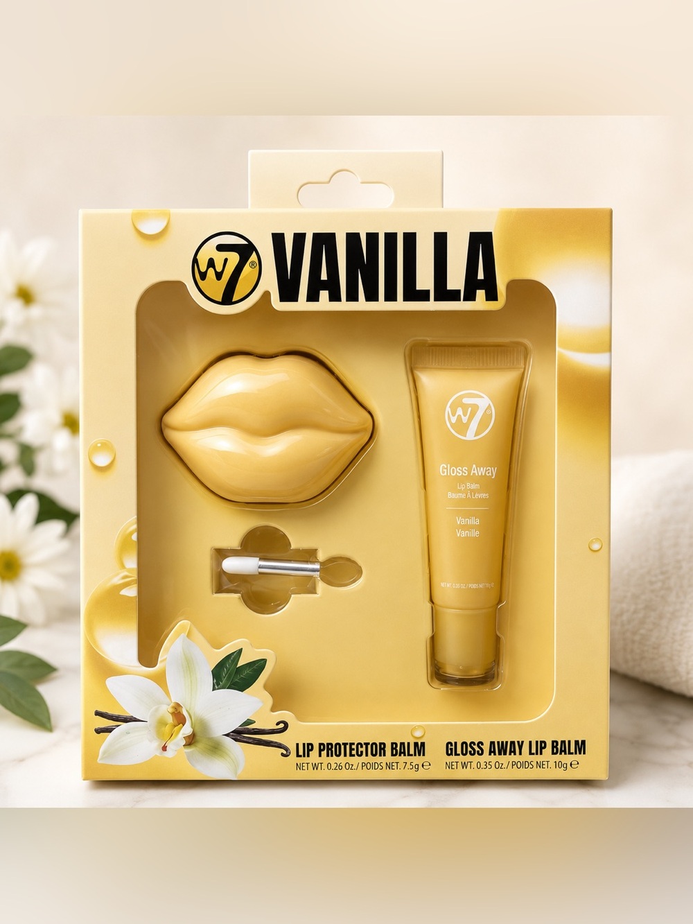 W7 Vanilla Lip Care Gift Set – Lip Protector Balm + Gloss Away Lip Balm – NEW